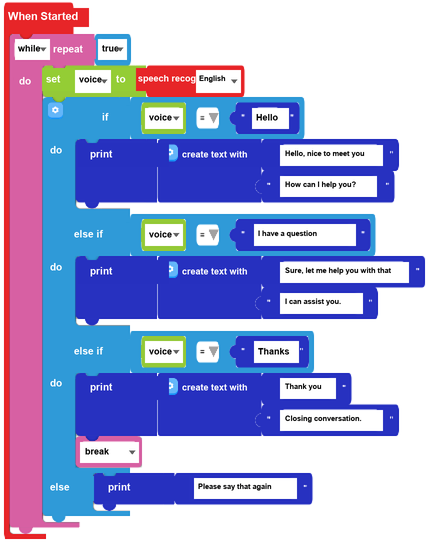 Speech recognition chatbot